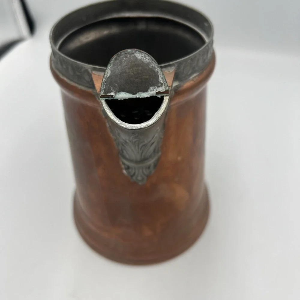 Vintage Copper And Brass‎ Revere Ware Tea Kettle Wood Handle Double Circle